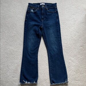 LOFT Dark Blue Frayed Hem Ankle Jeans